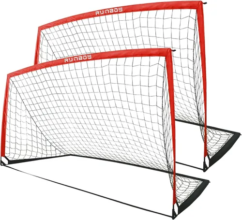 Vista 15 de Portería de fútbol infantil de 9 x 5 pies con bolsa de transporte, red de fútbol plegable portátil para entrenamiento en el patio trasero, uso