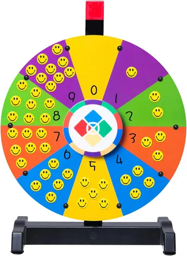 Vista 10 de WinSpin Rueda de premios de mesa de 12 pulgadas, rueda de ruleta de juegos de carnaval con marcador de borrado en seco, rueda giratoria resistente