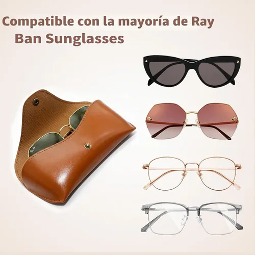 Vista 6 de Funda para gafas de sol compatible con Ray-Ban, cuero marrón