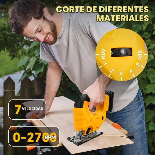 Vista 6 de Sierra de calar inalámbrica para batería Dewalt de 20 V, rompecabezas sin escobillas con luz LED, 7 velocidades variables, cortes biselados de 45°