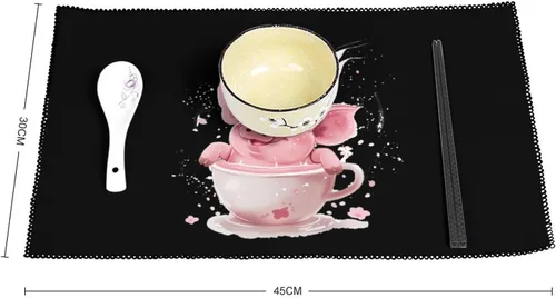 Vista 2 de Funny Pigs Cup Placemats Set of 6 Resistant Table Mats Washable Place Mats for Dinner Party Table Decoration