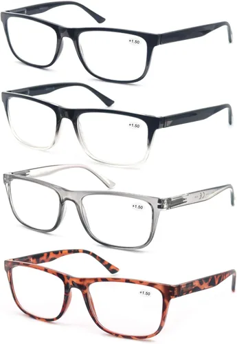 Vista 7 de Gafas de lectura negras mate para hombre, grandes y grandes, grandes y anchas, +0.50, con aumento ligero, cabeza grande, cara grande