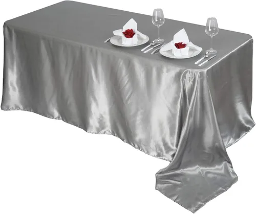 Vista 6 de BalsaCircle Mantel rectangular de satén fucsia de 90 x 156 pulgadas, para bodas, recepciones, eventos, cocina, comedor