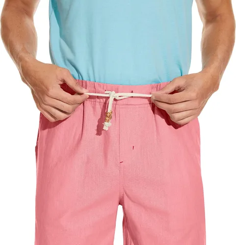 Vista 3 de Boisouey - Pantalones cortos de verano para hombre, de lino, estilo informal