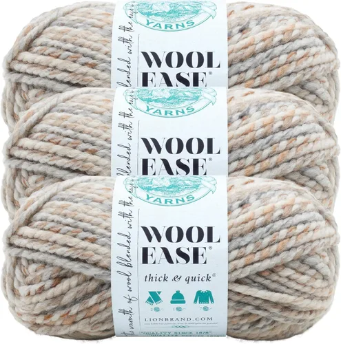 Vista 166 de Lion Brand Yarn - Ovillo de lana Wool-Ease Thick & Quick color fuerza aérea Super Bulky Wool Acrylic Blend Fiber for Soft Hats, Sweaters, Chunky