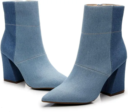 Vista 4 de Bliss - Botines cómodos de tacón grueso para mujer, estilo Chelsea