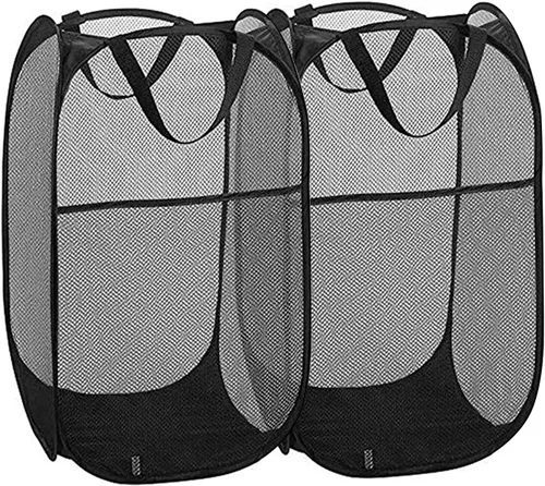 Vista 10 de Cesta de malla desplegable para la lavandería, cestas plegables para ropa sucia, cestas plegables para ropa sucia para baño, dormitorio Azul ceniza