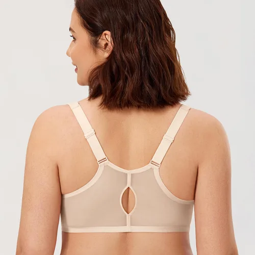 Vista 2 de CALVENA Brasier de cobertura completa con aros y soporte cómodo, espalda cruzada, cierre frontal para mujer