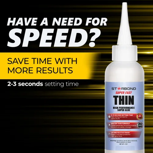 Vista 3 de Starbond Super Fast Thin, Adhesivo de cianoacrilato instantáneo prémium, superpegamento con tapa extra y micropuntas