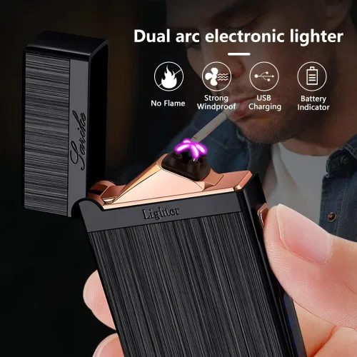 Vista 7 de SKRFIRE Encendedor de plasma de doble arco, recargable por USB, resistente al viento y sin llama para campamento, barbacoa, parrilla, hoguera, vela