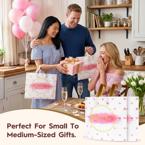 Vista 5 de WAKAKO Paquete de 60 bolsas de plástico con asas, 12 x 15 pulgadas, bolsas de regalo para mercancías minoristas para pequeñas empresas y boutiques