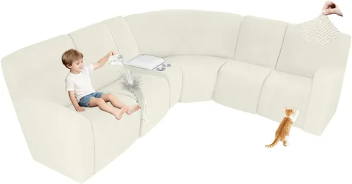 Vista 25 de ALIECOM Fundas 100% impermeables para sofá seccional reclinable, forma de L, elásticas, para esquina, funda para sofá seccional reclinable, lavable
