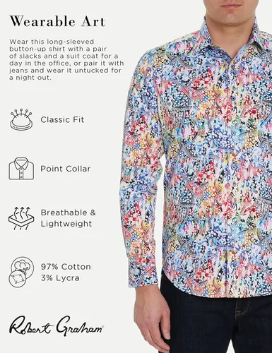 Vista 2 de Robert Graham Camisa tejida de manga larga Protoform para hombre