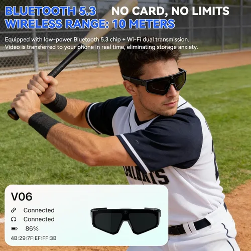 Vista 5 de AI Pro - Lentes de cámara de 32 MP – Gafas de grabación con estabilización EIS de 6 ejes, asistente de voz ChatGPT, lentes de sol polarizados
