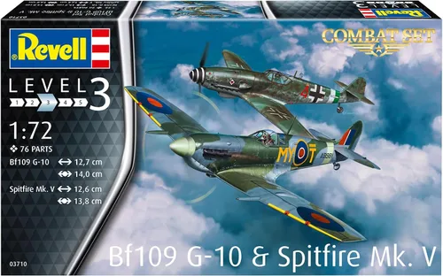Vista 2 de Revell RV03710 Juego de Combate Bf109G-10 & Spitfire Kit de modelo de plástico, sin pintar