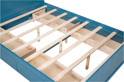 Vista 4 de Harper & Bright Designs Cama loft de madera de tamaño matrimonial con tobogán, marco de cama baja para niños y niñas, no necesita somier, ahorro