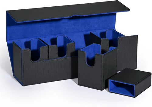 Vista 10 de UAONO Caja de cartas para MTG con pantalla Commander, funda de cartas 5 en 1 con capacidad para más de 800 tarjetas sin mangas, organizador