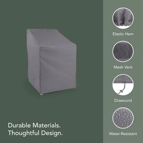 Vista 4 de Covermates Elite - Funda para silla de exterior, protector de silla de patio de poliéster resistente al agua con dobladillo con cordón, correas
