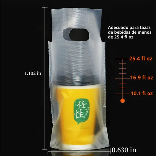 Vista 2 de 100 bolsas desechables para bebidas para café y té y jugo para llevar
