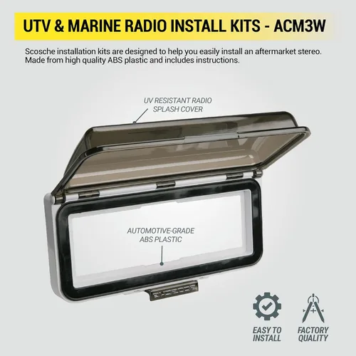 Vista 2 de Scosche ACM3W - Kit de tablero para cubierta de receptor estéreo Aqua Marine con puerta superior abatible, color blanco