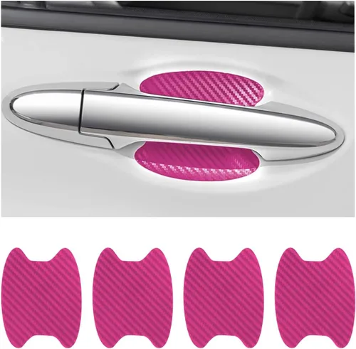 Vista 10 de 4 calcomanías protectoras de manija de puerta de auto, película protectora universal de fibra de carbono antiarañazos para manija de puerta de auto
