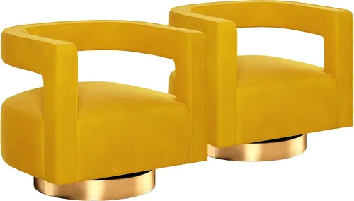 Vista 11 de BELLEZE Silla de Acento Giratoria Tipo Barril, Silla Redonda Moderna Tapizada con Brazos Cómoda de Terciopelo con Respaldo Curvado con Base Dorada