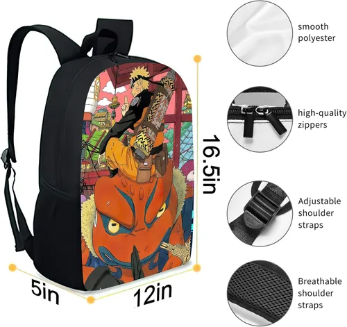 Vista 2 de Mochila de dibujos animados con impresión 3D de viaje multiusos de anime con correas ajustables, Haa-04, talla única