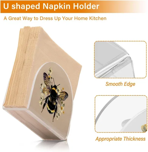 Vista 4 de Servilletero de abeja para mesa, dispensadores de servilletas de tejido acrílico, servilleteros de cóctel para cocina, mesa de comedor, bar