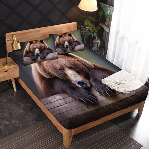Vista 2 de Bear Sheets tamaño individual – Sábanas de microfibra suave y bolsillo profundo y sábanas con patrón sin arrugas, 3 piezas