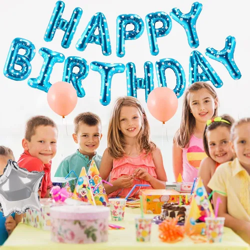Vista 7 de CANREVEL Cartel de feliz cumpleaños, 13 letras de papel de aluminio de Mylar de 16 pulgadas, decoraciones de fiesta de cumpleaños para niños
