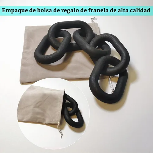 Vista 3 de Decoración de nudo de madera, decoración de estante para el hogar, cadena de madera, decoración de 3 eslabones, decoración del hogar tallada a mano