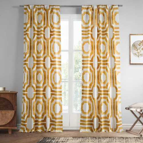 Vista 5 de HPD Half Price Drapes Cortinas de algodón impresas para sala de estar 50 X 84 (1 panel), PRTW-D23B-84, azul meca