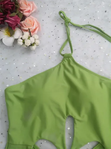Vista 3 de Wuitrie Traje de baño de una pieza para mujer, con escote profundo, cintura alta, con control de abdomen