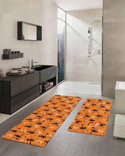 Vista 2 de Tapete de baño de Halloween para bañera, antideslizante, de secado rápido y absorbente, tierra de diatomeas, fregadero, dormitorio, cocina, lavable