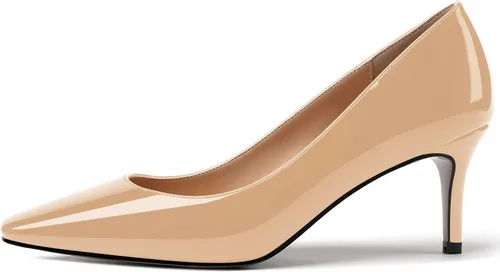 Vista 2 de MERRORI Zapatos de tacón medio con punta cuadrada y charol para mujer, de 2.5 pulgadas