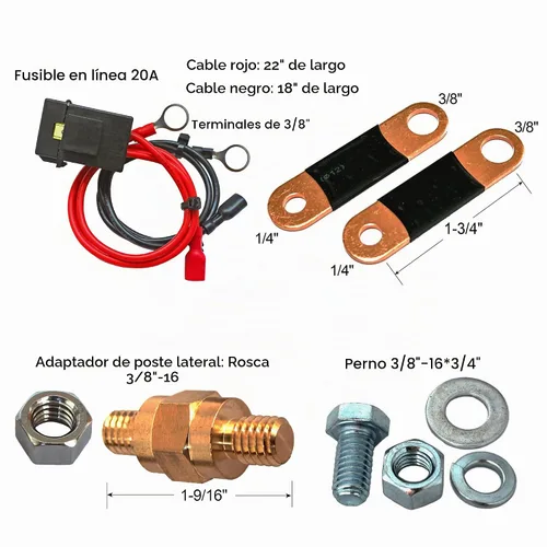 Vista 8 de Interruptor de Desconexión de Batería Remoto de Poste Lateral de 3/8", Interruptor de Corte de Batería de 12V para Automóvil, Camión, Casa Rodante