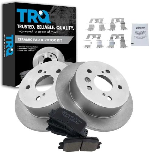 Vista 116 de TRQ Juego de pastillas de freno y rotor de cerámica trasera compatible con Honda Accord V6 1998-02 3.0L con frenos de disco traseros 02-06 Acura RSX