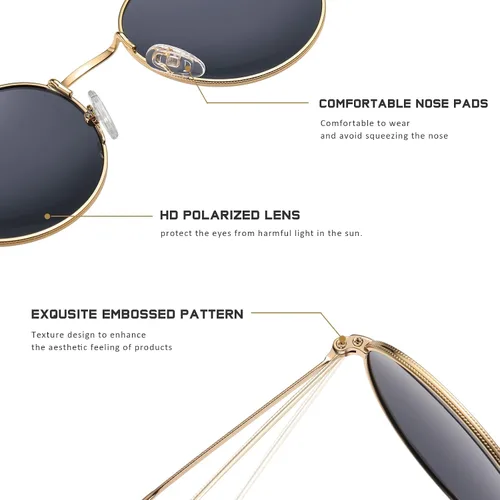 Vista 4 de Round Sunglasses Women Men - Trendy Small Circle Polarized Sun Glasses UV Protection