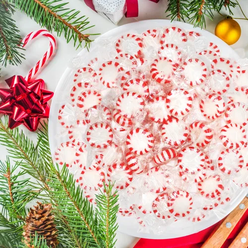 Vista 7 de Caramelos de menta Starlight a granel – 5 libras envueltos individualmente discos de menta duros de menta de Navidad para fiestas de vacaciones