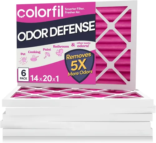 Vista 47 de Colorfil - Filtro de aire de 12 x 12 x 1 pulgadas, filtros que cambian de color para olores de gatos y perros, filtro de aire acondicionado MERV 8