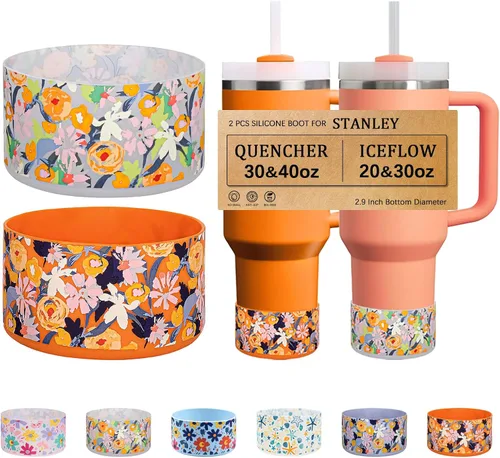 Vista 27 de HEYSKAY Base protectora de silicona para botas Stanley Quencher Adventure de 40 onzas y vaso Stanley IceFlow de 20 onzas y 30 onzas, y compatible