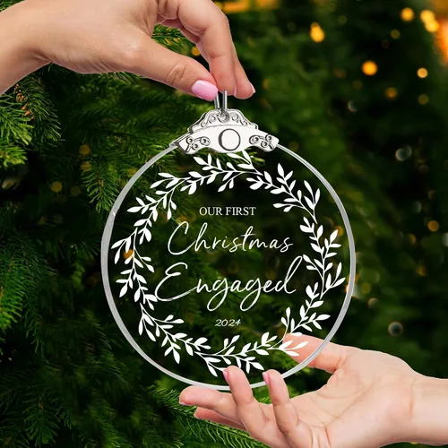 Vista 6 de Regalos de compromiso para adorno de Navidad 2024 para parejas, recién casados, decoración de recuerdo, boda, novia y novio (comprometido)