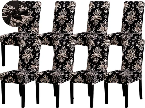 Vista 43 de Sufdari Juego de 2 fundas para sillas de comedor, fundas para sillas de cocina, fundas para sillas Parsons, protectores de sillas de elastano