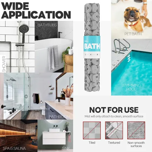 Vista 4 de Tapete de baño antideslizante, tapete de ducha de PVC para bañera, divertido alfabeto, tapete decorativo de baño, tapete de drenaje rápido