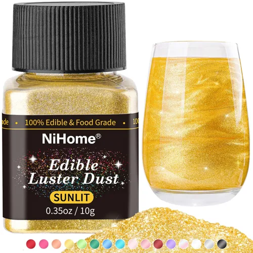 Vista 12 de NiHome Polvo brillante comestible de grado alimenticio con purpurina para decoración de alimentos, polvo metálico para bebidas, vino, bebidas, Blanco