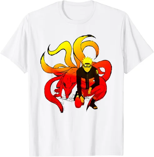 Vista 45 de Naruto Shippuden Naruto and 9 Tails - Camiseta de manga corta Negro