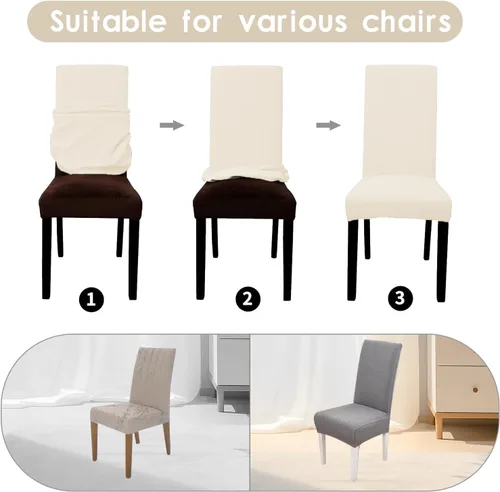 Vista 5 de Parsons - Funda para silla de comedor, funda desmontable para silla de sofá, funda retráctil (2, albaricoque)