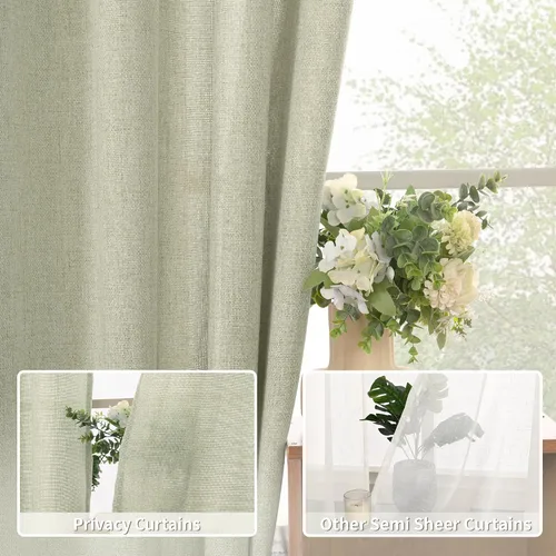 Vista 291 de BGment Cortinas de Lino Beige de 63 Pulgadas de Largo 2 Paneles - Tratamientos para Ventanas con Textura de Arpillera Filtrantes de Luz Cortinas B