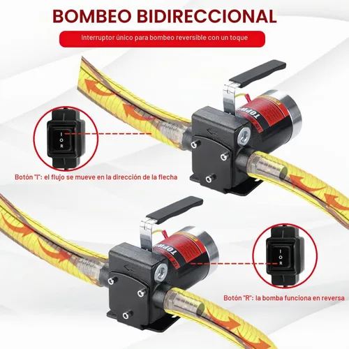 Vista 5 de TOPWAY Bomba de combustible de gasolina de 12 V CC, bomba de transferencia de aceite autocebante de 3.7 GPM con mango, bombeo reversible, protección