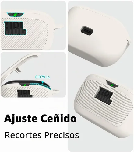 Vista 2 de Funda para Estuche de JBL Vibe Buds, Cubierta Protectora de Silicona Portátil Resistente a Rayones y Golpes con Diseño de Logo Visible Compatible